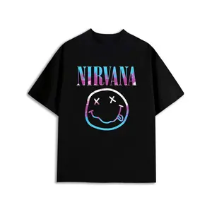 Nirvana Smiley Tie-Dye Tee Mens black 180G 100% Cotton top Crew neck T-shirts perfect for summer outdoor activities and leisure wear Summer wear Vintage-inspired, comfortable fit Outdoor activity clothing
