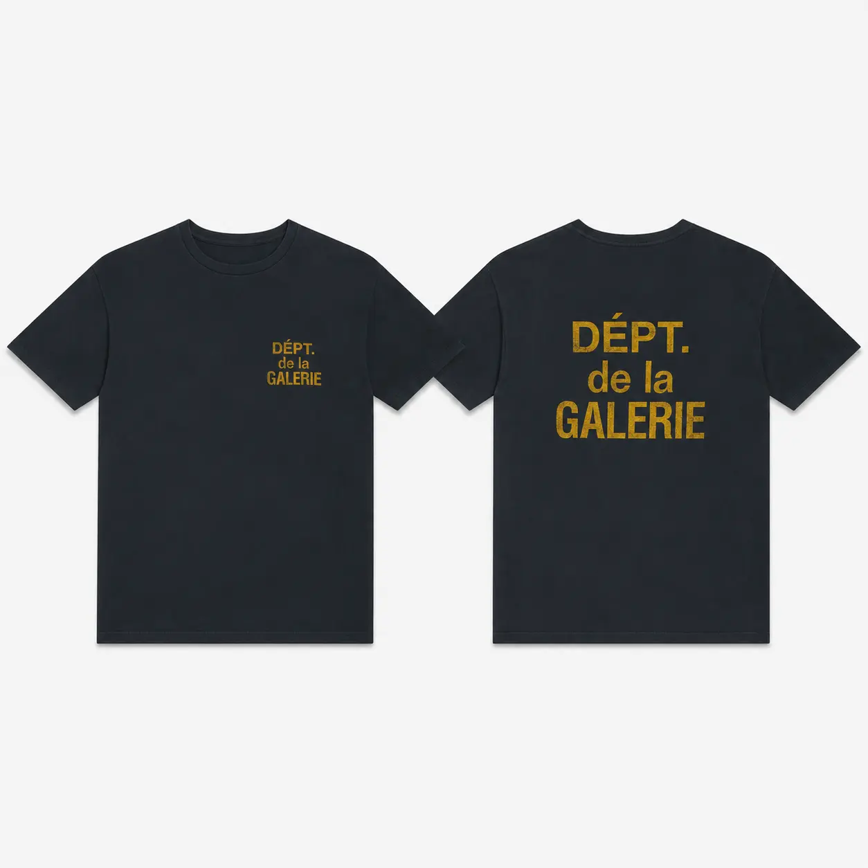 Gallery Dept De La Galerie Black Graphic T Shirt Gold Front Back Print Unisex Vintage Streetwear Tee
