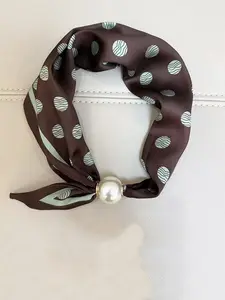 2026 New Pearl Magnetic Clip Long Silk Scarf, Versatile Fashion Neck Protector, Lockbone Small Collar Scarf, All Seasons Accessory