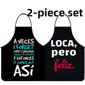 Forget Language Print Aprons Set,2-Piece Set Cool Polyester Kitchen Apron for Cooking,Jesus,Summer Apron for Women,Nails Design Tool,Mother's Day Gift, Kitchen Essential,Cleaning Tool