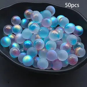 [50pcs Glass Crystal Balls] 50pcs Iridescent Glass Crystal Balls | Vibrant Blue, Green, Pink & Multicolor Round Decorative Balls, Decorative Spheres for Parties, Weddings, Home, Bar, Fish Tank, Patio & Pool Decor