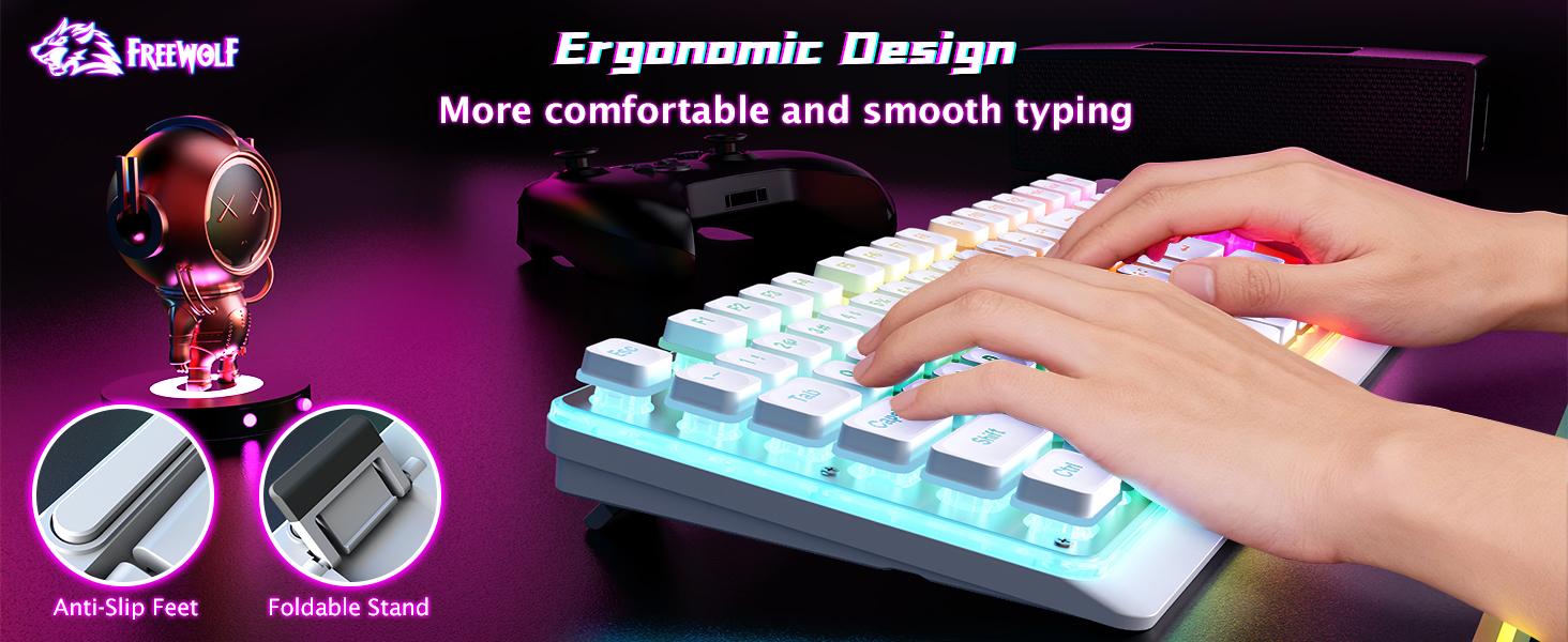 Free wolf M104 Wireless Gaming Keyboard with Numeric Keypad, New  keyboard Tri-Mode(2.4Ghz/Wired/Bluetooth) Membrane Full Size Mechanical Feel Metal Panel RGB 4000MAH Rechargeable Quiet Waterproof for PC/MAC/Win Gamer-Black