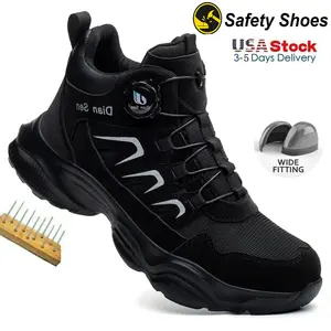 Men Rotary Buckle Work Boots Safety Shoes Anti-puncture protective shoes Work Steel Toe Shoes Indestructible Steel toe work boots