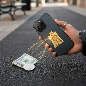 Attract Wealth Coin Phone Sticker, Gold-Tone Feng Shui Lucky Charm Decal for Money Goals, Wallet and Phone Case, 1 ct