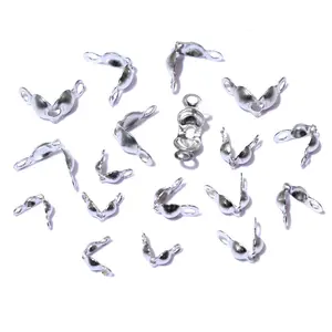 200pcs Stainless Steel Connector Clasp Ball Chain Calotte End Crimps Beads Connector Components DIY Jewelry Making Accessories
