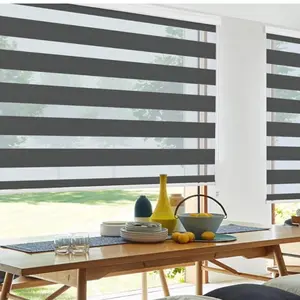 Window Blinds 38"W × 64"H Black for Home, Dual Layer Roller Shade, Room Darkening Shade Roll Up and Pull Down Blinds, Light Filtering Window Shades for Day and Night, Easy to Install Fabric
