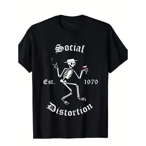 180g[100%cotton]American Punk Rock Band Social Music Distortion T-Shirt, Men's Versatile Cotton T-Shirt – Designed For Comfort, Perfect For Casual Occasions Or Outdoor Adventures – Great Gift For The Fashion-Forward