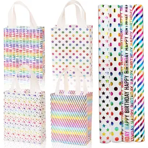 Birthday Gift Wrapping Set, Gift Bag & Wrapping Paper, Party Decoration Supplies for Birthday Party