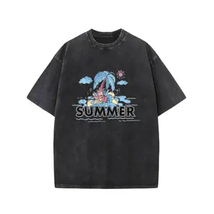 Water Washed, Sooner Or Later, The Summer Breeze Will Blow Onto Your Side Printed T-Shirt, High-Quality Wax Printed Cotton Retro Fashion Brand T-Shirt, with a Certain Thickness Suitable for Summer T-Shirts, Holiday Gifts