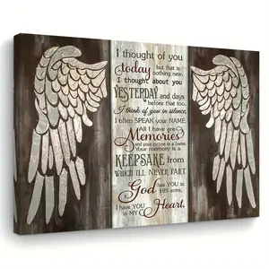 Room Decoration 1 Piece Farm Angel Wings Wooden Frame Painting, 11.8X 15.7inch Inspirational Wall Art, Fabric Memory Print, Suitable for Living Room, Bedroom, Kitchen, Home and Office, Bachelorette Party Holiday Gift Idea, Home Decor Accessory