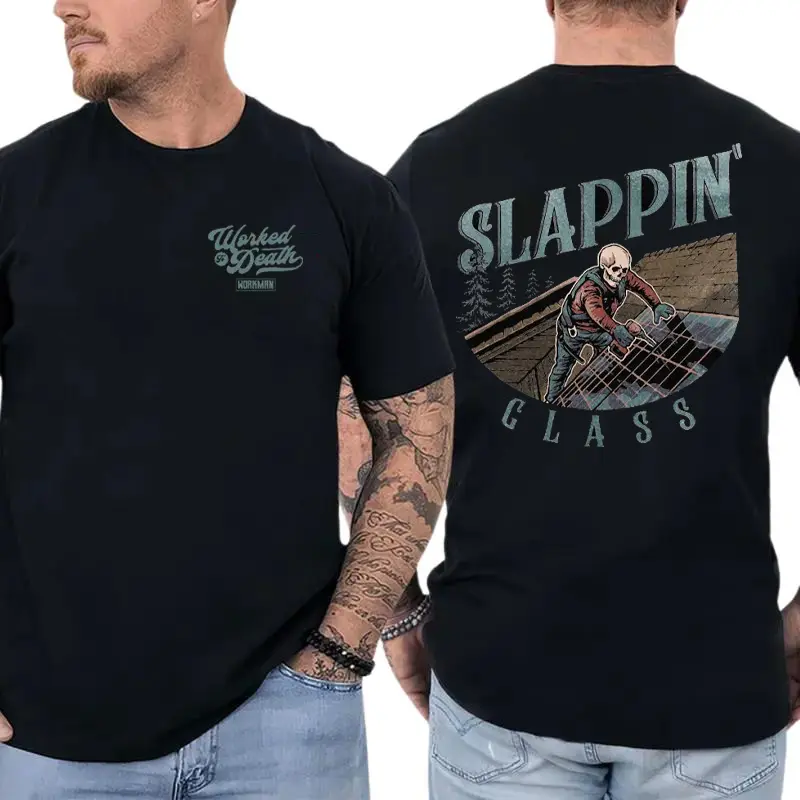 Slappin Glass T-Shirt, Glazier Window Installer Graphic, Workman Trading Co Graphic Shirt for Glass Installers & Construction Workers, Gift for Blue Collar Men