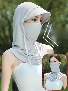 Unisex's Solid Color Sun Protection Face Mask Hat, Breathable Face Mask Hat, Multifunctional Fashion Full Face Hat for Men & Women