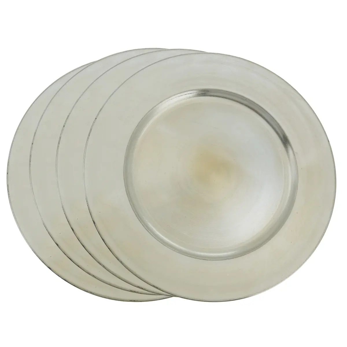 Saro CH001-PT13R 13 in. Classical Platinum Plastic Charger Plates - 4-Piece Set, Kitchen Table Decor, Dry Food Safe, 2.5 lbs