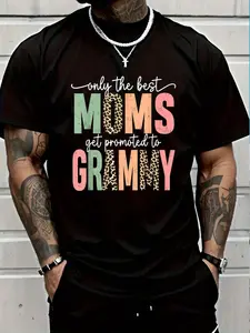 100% Cotton Great Moms Get Promoted To Grammy Birthday Gift For Grandma T-Shirt Women's Men's Graphic Tee Crew Neck summer vacation Tops