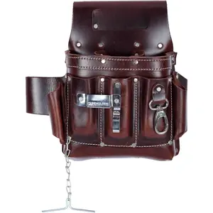10-Pocket Electrician Tool Pouch Full Grain Leather Tool Bag Apron Tool Organizer Utility Pouches Durable Leather Pouch for Constructions Carpenter