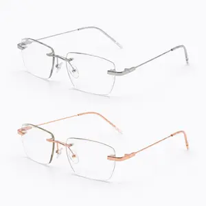 Lightweight Rimless Reading Glasses with Blue Light Filter & Photochromic Lens for Men and Women