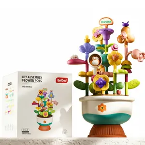 DIY Creative Assembly Flower Pot Toy, Flower Bricks, Stimulate Creativity, Develop Hand Skills, Color Recognition, 3+ Years Old, Birthday/festival Gift