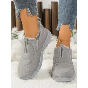 Men’s Winter Warm Snow Boots, Thickened Plush Lining, One-Step Slip-On, Mid-Height Ankle Booties for Elderly & Middle-Aged Men