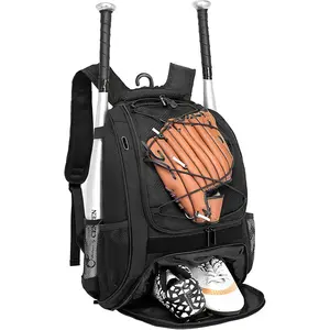Baseball Backpack Bag with Shoes Compartment, Bat Holder & Fence Hook for Softball & T-Ball Gear