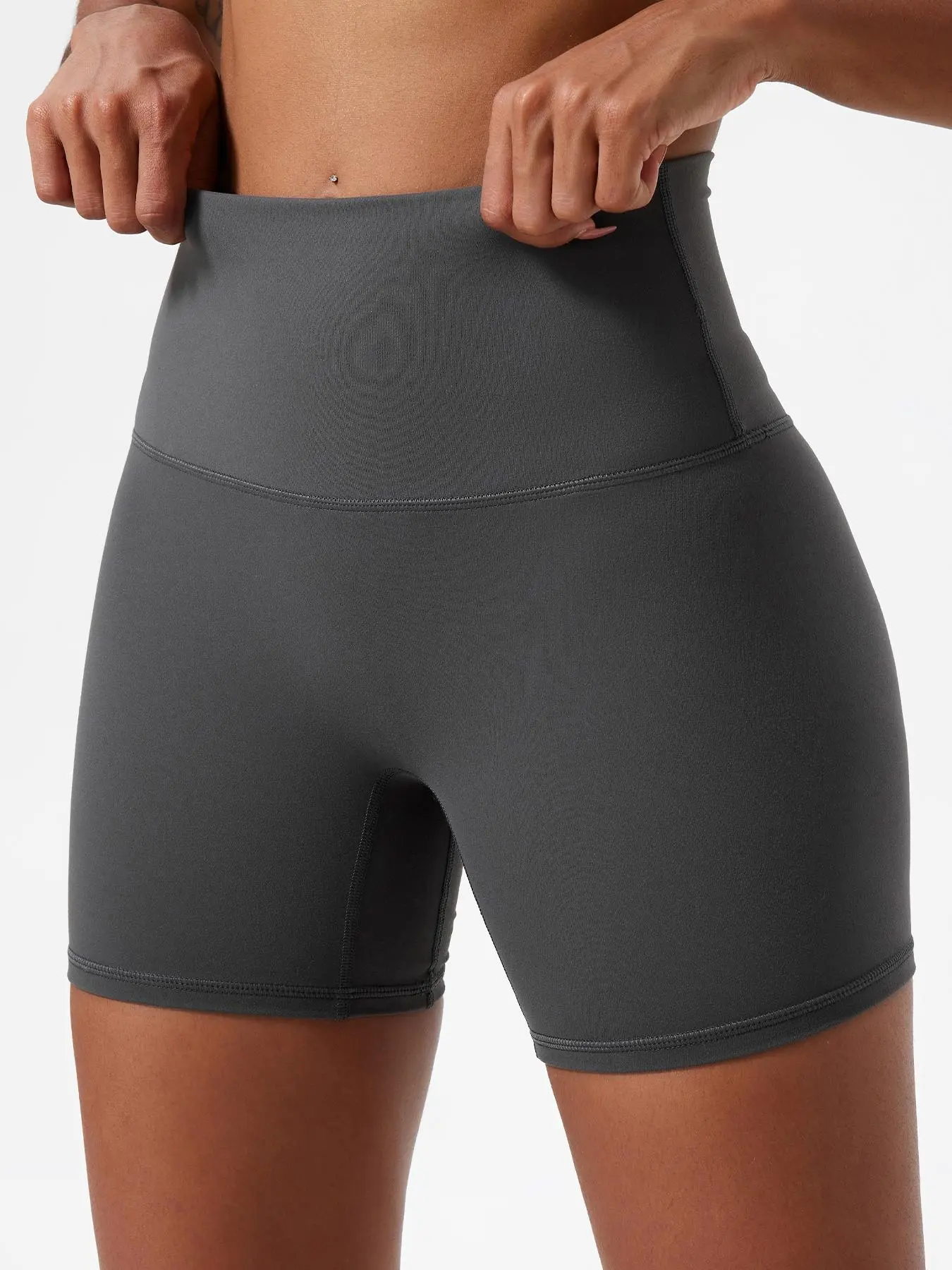 Sporty Women's Plain High Waist Skinny Sports Shorts, Gym Shorts, Sports High Stretch Wide Waistband Short Leggings, Ladies Sportswear, Fitness Yoga Shorts for Indoor Outdoor Wear