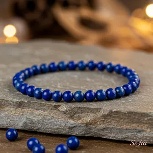 Blue Friendship Bracelet Lapis Lazuli Stone Beaded Bracelet Lapis Gemstone Stretch Healing Bracelet Boho Style Gift for her, gift for him