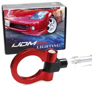 iJDMTOY JDM Red Track Racing Style Tow Hook Ring For 2000-2007 Toyota MR-2 Front Bumper, Made of Lightweight Aluminum