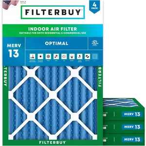 Filterbuy Air Filter for WEN 3410 Air Filtration System (4-Pack), MERV 13 Optimal Defense Pleated Outer Filters for WEN 90243-027-2