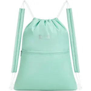 Drawstring Backpack  Gym Bag with  Pads Water Resistant String Bag Cinch Bag for Women Men (Mint Green)