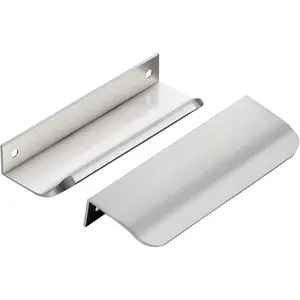 6 Pack Cabinet Handles Finger Edge Pulls 120mm/4.72 inch  Drawer Edge Pulls Brushed Nickel Finger Pulls for Cabinets Concealed Handles