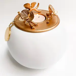 Small Urns for Human Ashes Keepsake, Handmade Shareable Urn for Ashes for Women, Keepsake Box Ideal for Infant & Baby Memorials - GNight Fetcher - White Gold