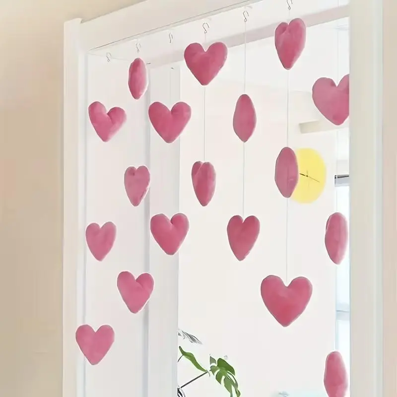 Mokaya Plain Pink Heart-Shaped Decorative Hanging Ornaments - 1 Pc Home & Party Decor, Valentine's Day Door Partition Curtain, Lover's Gift, Romance