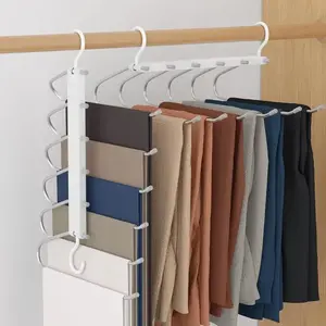 6-Layer Pants Hanger – Space-Saving Organizer for Pants, Jeans, Leggings, Trousers – Multifunctional Closet Rack, Storage Holder,Easter Ideas,home items organizer
