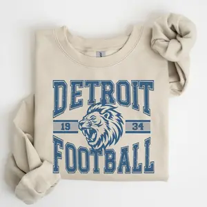 [SALE 50% FOR A LIMITED TIME + FREE SHIP ] Detroit Football Sweatshirt, Womens Game Day Sweatshirt, Cool Detroit Fan Apparel Shirt, Vintage Lions Football Hoodie, Lions Game Day Shirt