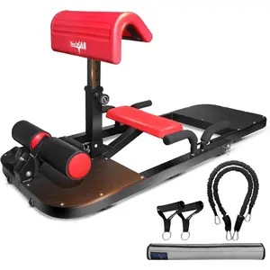 Yes4All Hip Thrust Leg Exercise Machines with Bench, Resistance Bands, Black/Red