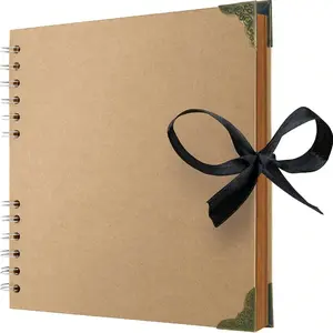 1 Book Scrapbook Album, 60 page Blank Scrapbook Album, Kraft Paper Album, DIY Scrapbook, Creative, Wedding Guest Message Book, Anniversary, Valentine's Day Gift, Handmade Album, Suitable for Festival Commemoration, Memories (khaki)