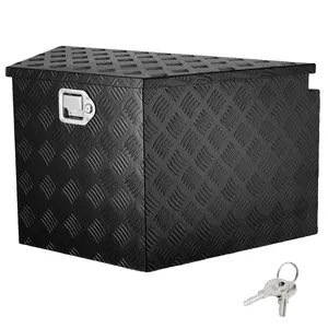 VEVOR Trailer Tongue Box,  Aluminum Alloy Diamond Plate Tongue Box Tool Chest, Heavy Duty Trailer Box Storage with Lock and Keys, Utility Trailer Tongue Box for Pickup Truck, RV, Trailer, 33"x19"x18"
