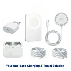 6-In-1 Integrated Charging & Audio Support Kit, Portable Device with Magnetic Power Bank, Wireless Charger, Type-C Cable, Eu Plug