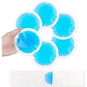 Small Ice Packs for Injuries, 6 Pack Round Ice Packs for Face,  Hot Cold Pack Circular Cold Compress with Cloth Backing & Sleeve for Pain Relief, Toothaches