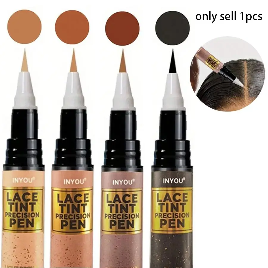Lace Tint Precision Pen Wig Lace Tint with Brush Applicatior, Easy to use, Long Lasting Formula, Blends Natural, Blonde Highlight Mixed, Hair Dye Pen, Hair Touch Up For Roots