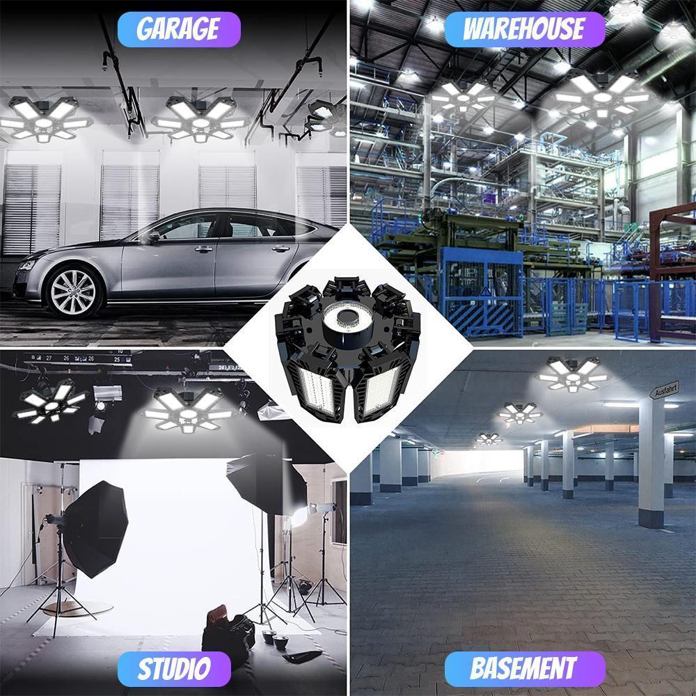 LED Garage Light,Deformable  7+1 Adjustable Panels， E26/E27 6500k Daylight Ultra Bright Garage Lighting,Basement Bulb For Barn, Warehouse, Garage