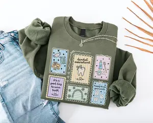 Dental Assistant Sweatshirt - Dental Office Stamp Gift, Hygienist Dentist Crew Pullover