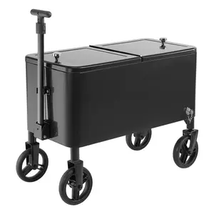 Trail Paws 80QT Rolling Cooler Cart – All-Terrain Outdoor Ice Chest with Wheels & Telescopic Handle (Holds 110 Cans)