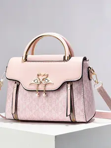 Fashion Casual Colorblock Women's Small Handbag, Letter Print Design, Adjustable Shoulder Strap, Multiple Colors Available, Letter Printed Handbag
