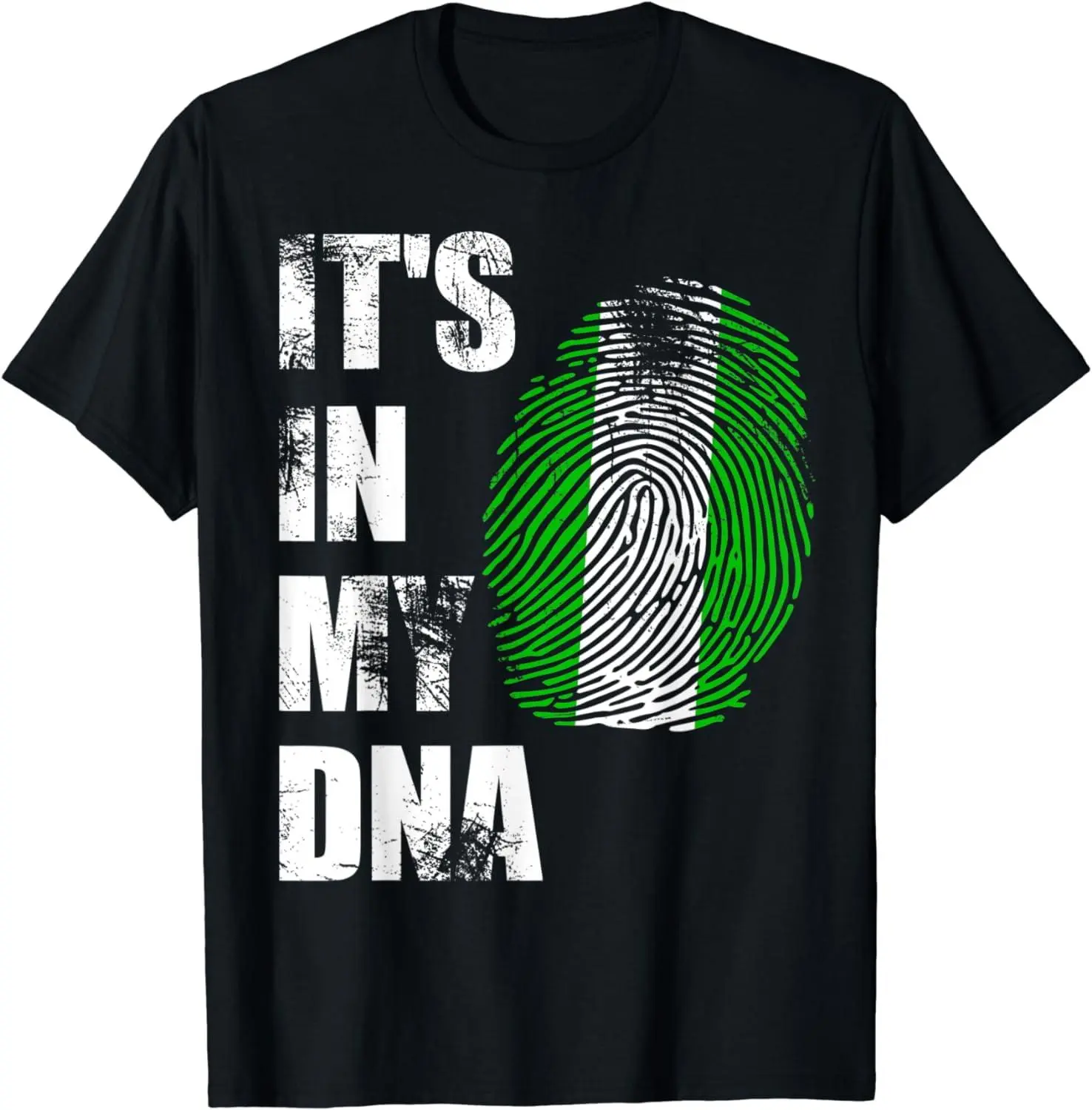 Women's 100% Cotton Short-Sleeve Round Neck Casual Tee Top - Comfortable Fit, Distressed "NIGERIA, IT'S IN MY DNA" Nigerian Flag Print, Outdoor Tropical Beach Wear, Breathable Fabric