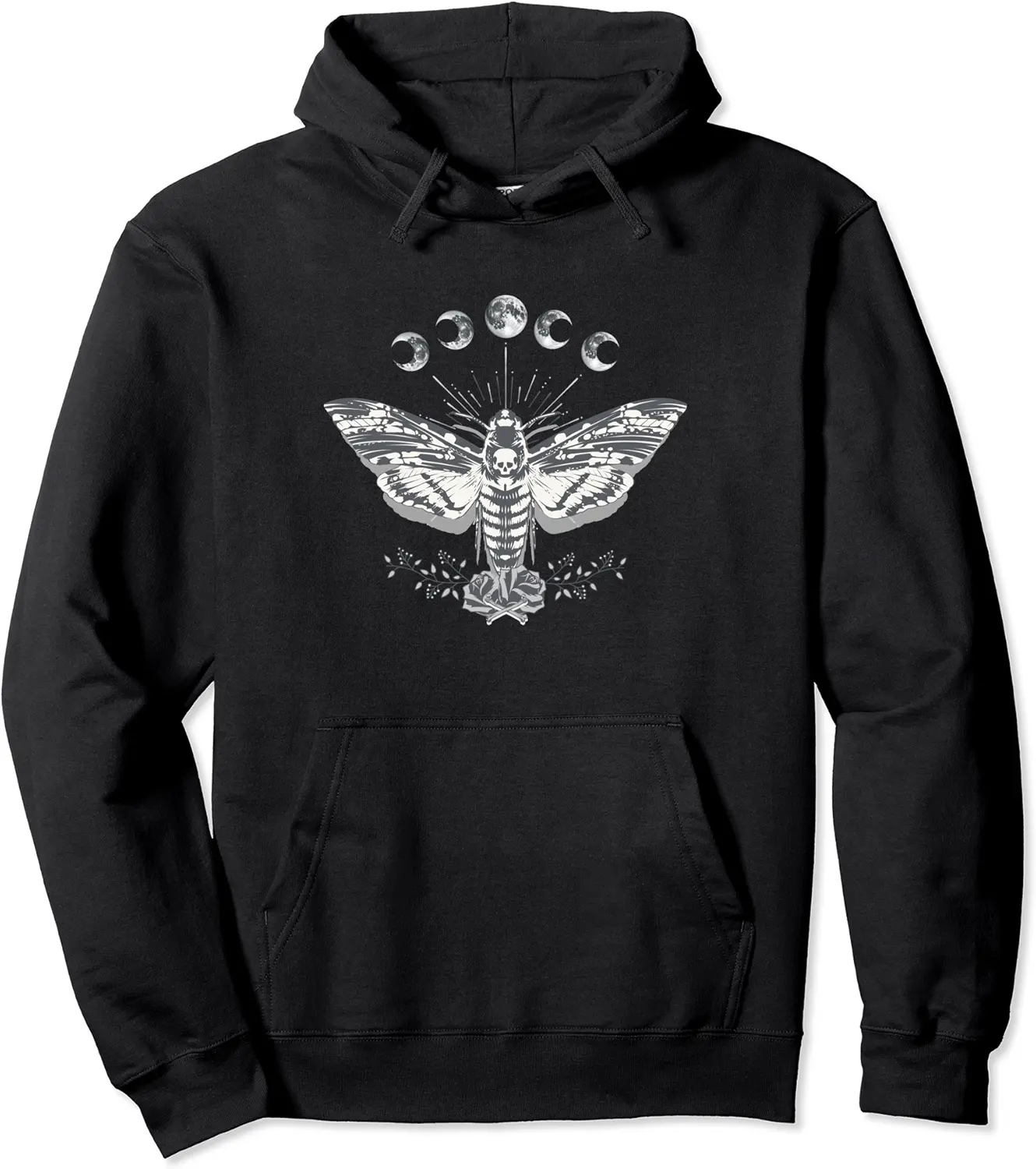 Moth Grunge Fairycore Lunar Phases Witchy Celestial Skull Pullover Hoodie - Jacobjbt Shop 38B0CBD44S4D
