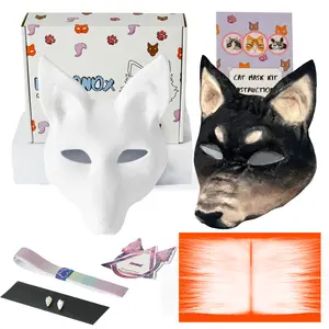 Pre Felted Canine Mask Kit - Fleeced Dog Wolf Mask Base with Faux Fur, Eye Mesh and Fuzzy Fabric - Felted for You, Skip the Messy Work - Premium All-in-One Canine Mask Kit