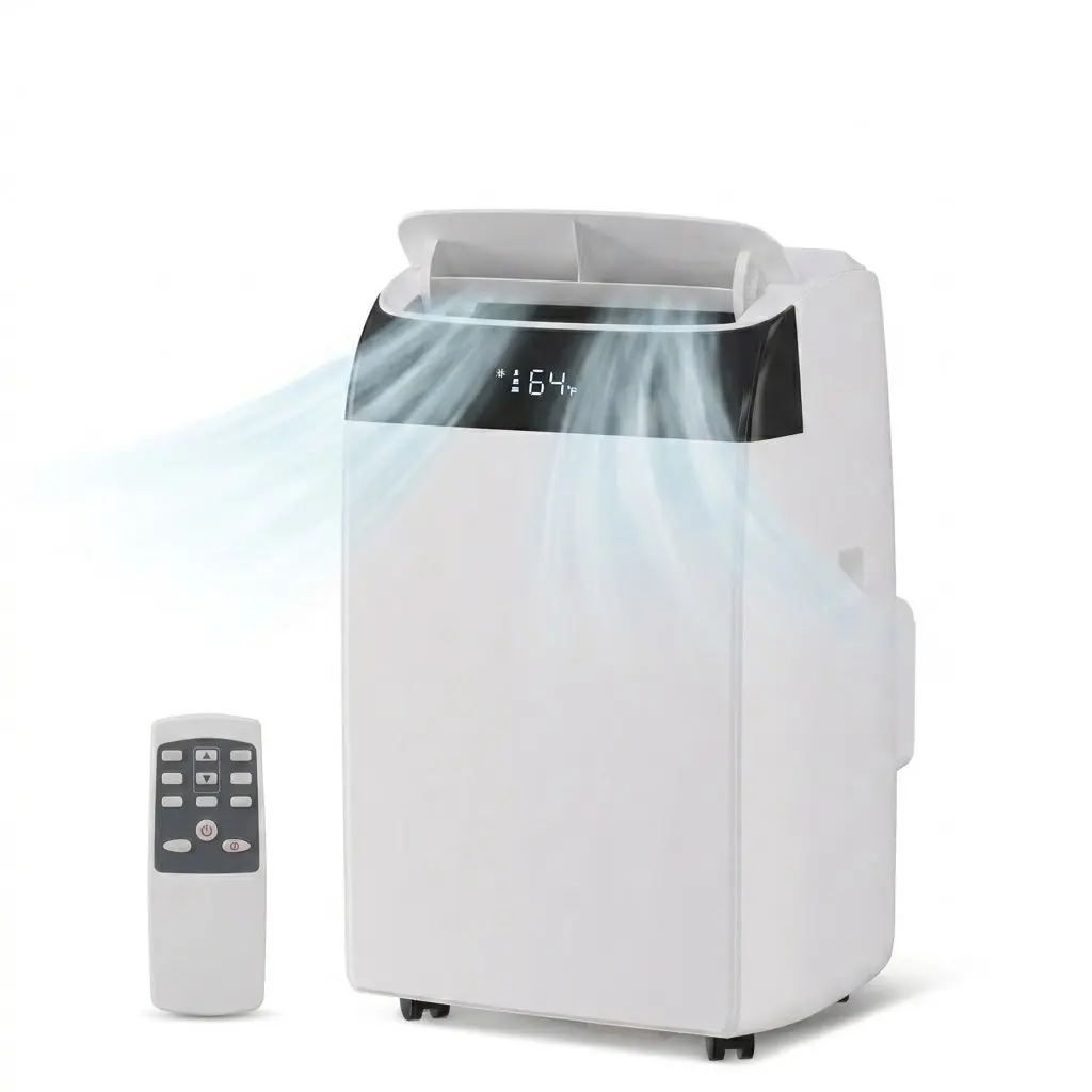 Garvee Powerful 14,000 BTU Inverter Portable Air Conditioner & Heat Pump - Dual Hose, Quiet Energy-Efficient Cooling & Heating - Dehumidifier, Adjustable Fan Speeds, Remote Control - For Rooms up to 450 Sq Ft