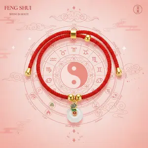 OLOEY Handmade Braided Red String Bracelet with Elegant Gold Pendant Adjustable for All Wrist Sizes Perfect Gift for Good Luck & Positive Energy Trendy Bangles Trendy Jewelry