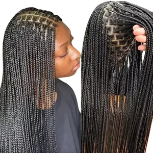 30" 38" Synthetic Full Lace Wig Knotless Box Braided Wigs Basic Style Wig For African Women Cornrow Braids Lace Wigs Full Lace Braids Hair Wig