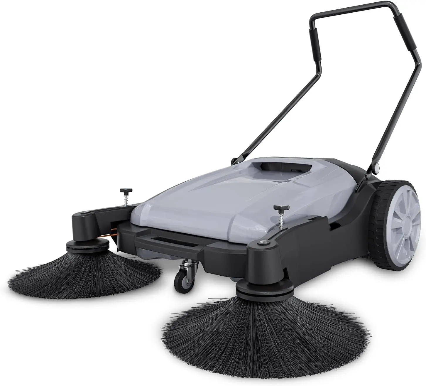 42-Inch Portable Adjustable Silent Walk-Behind Industrial Push Floor Sweeper, 15 Gal Dustbin, 46000 Sq Ft/H, for Parking Lots, Warehouses, Schools Indoor Outdoor Use